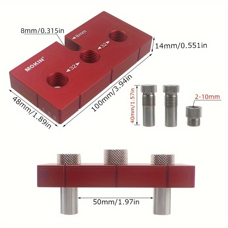 Metal Punch Locator Drill Bit Set with Aluminum Furniture Connector Jig and Eccentric Wheel Hole Punching Tool
