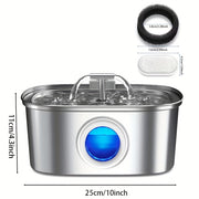 3.2L Stainless Steel Cat Water Fountain with Water Level Window and Quiet Pump
