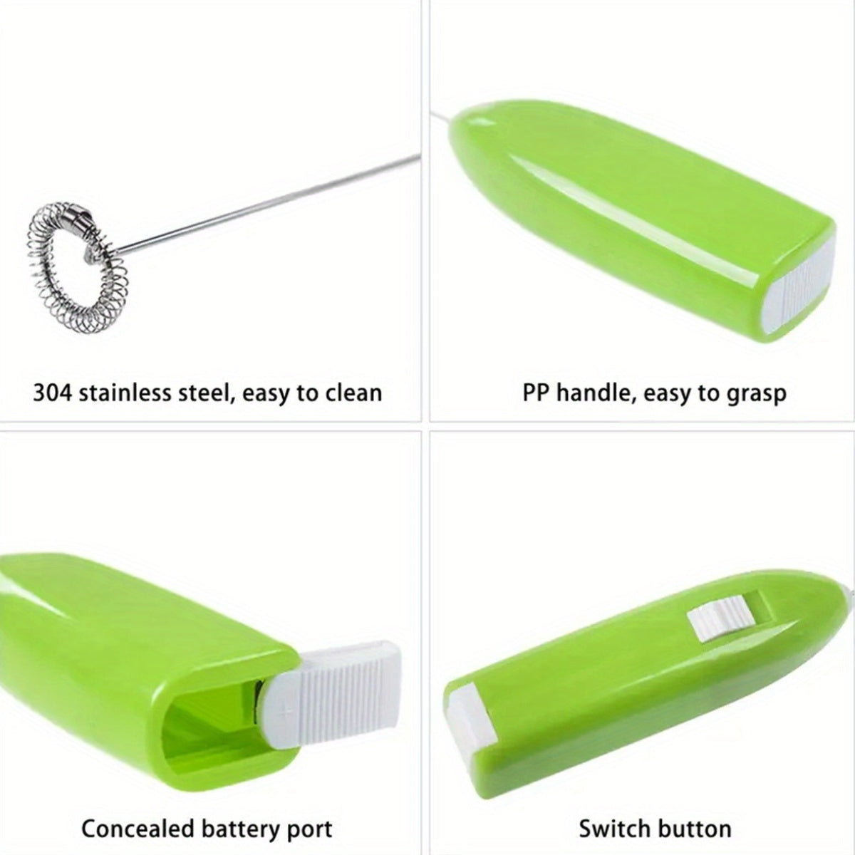 Mini Electric Hand Mixer Whisk Foam Maker Stainless Steel Kitchen Gadget