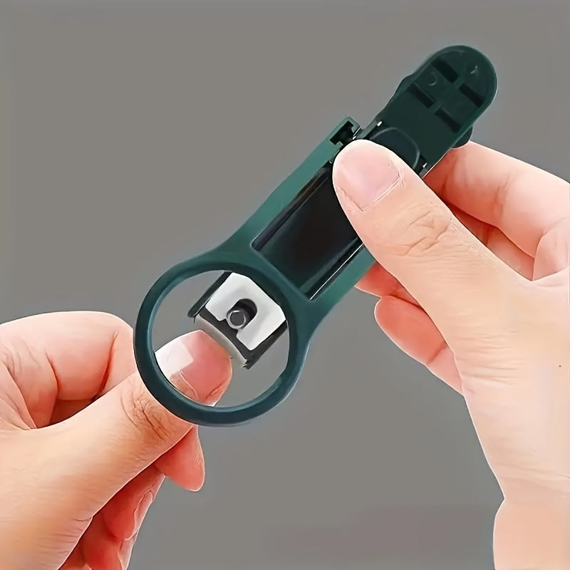 Stainless Steel Nail Clippers with Magnifying Glass and Rubber Handle for All Ages