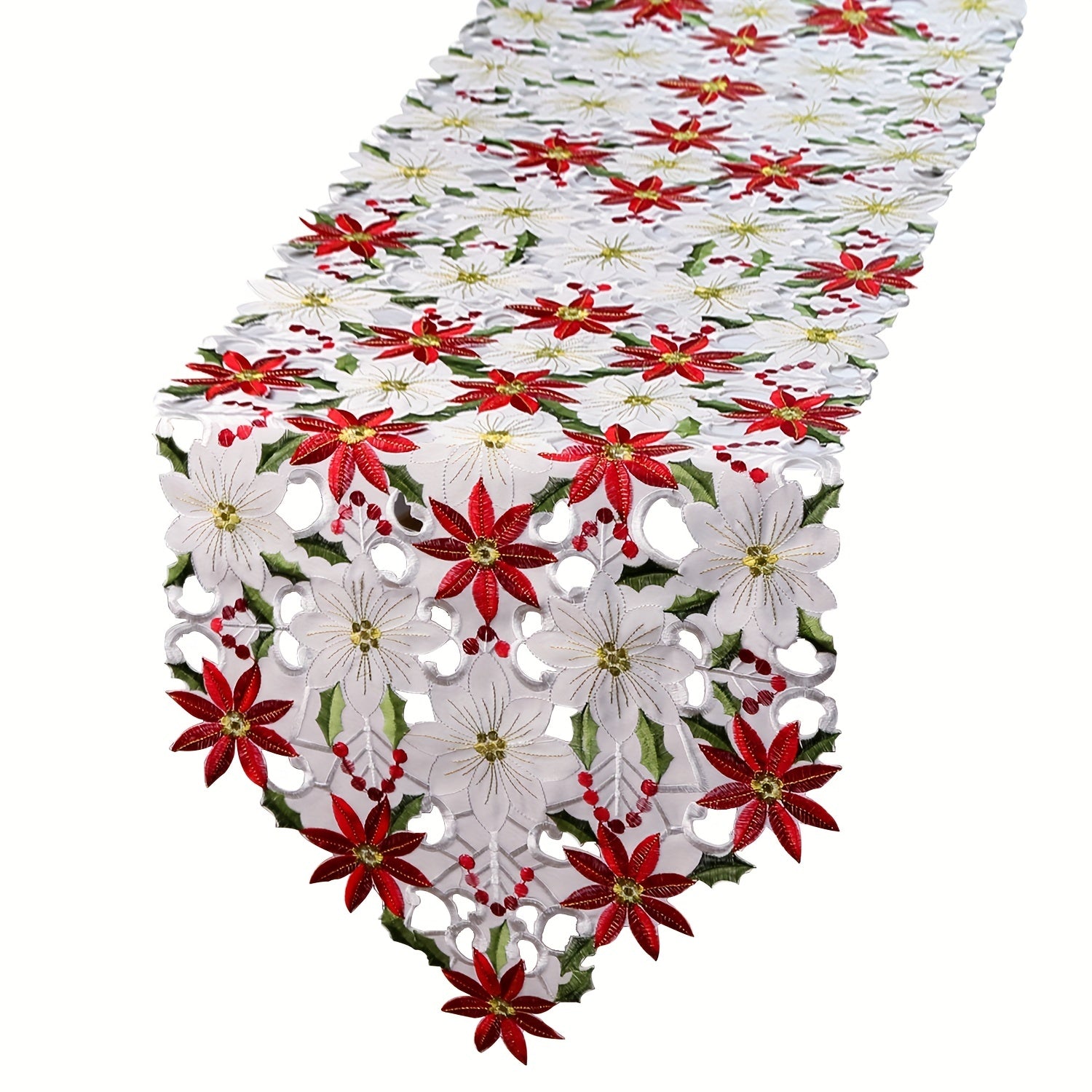 Christmas Printed Tablecloths and Embroidered Table Runners Set for Party and Picnic 28x43cm 38x176cm 38x220cm