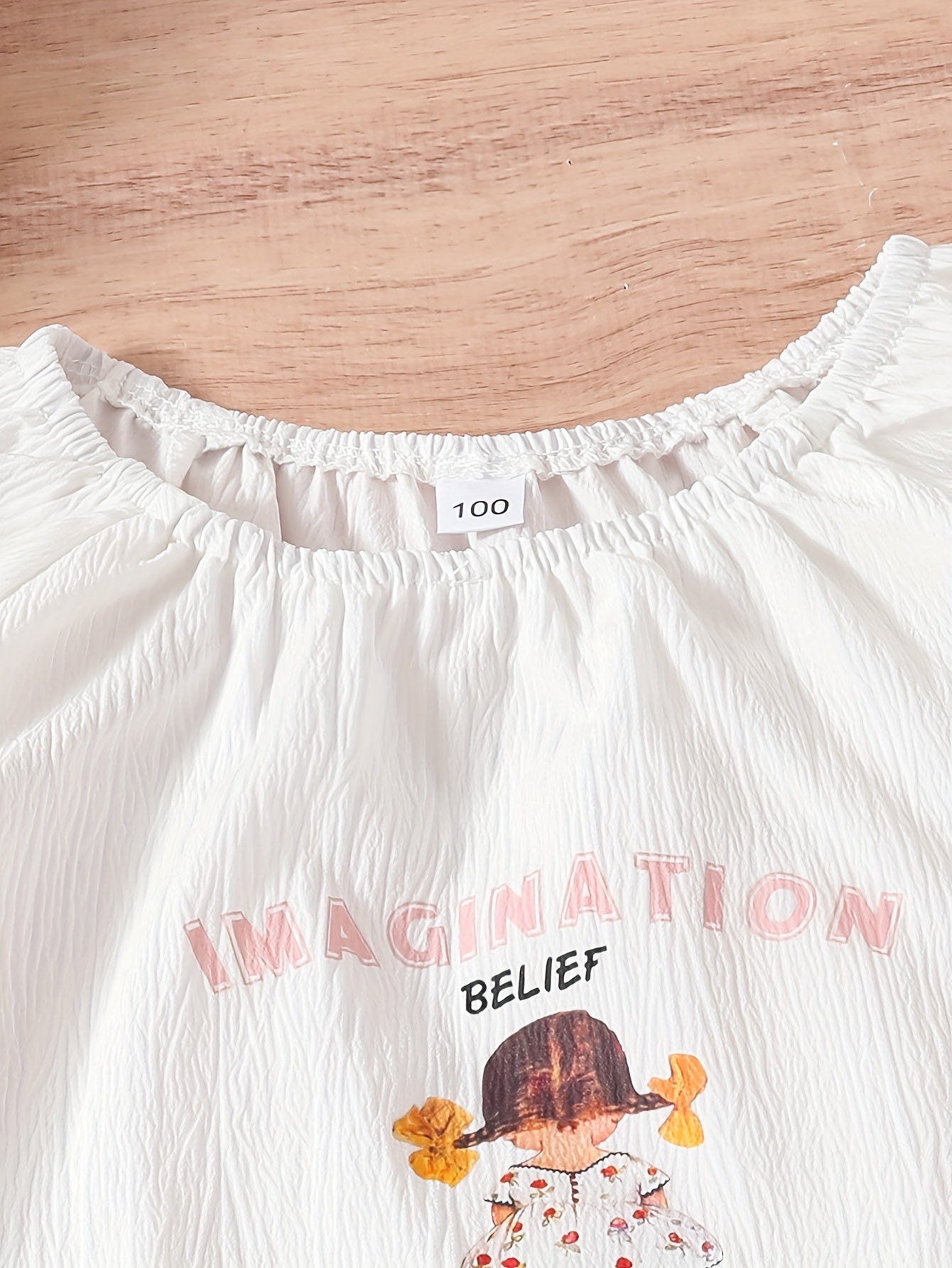 Girls Summer Outfit Set with Lace-Trimmed Top and Faux Denim Pants for Casual Outdoor Wear