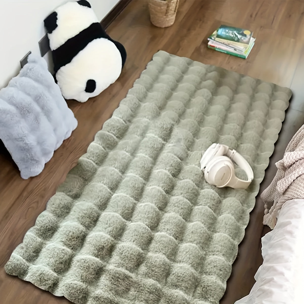 Alfombra de terciopelo burbuja suave y esponjosa para dormitorio y sala de estar antideslizante e impermeable