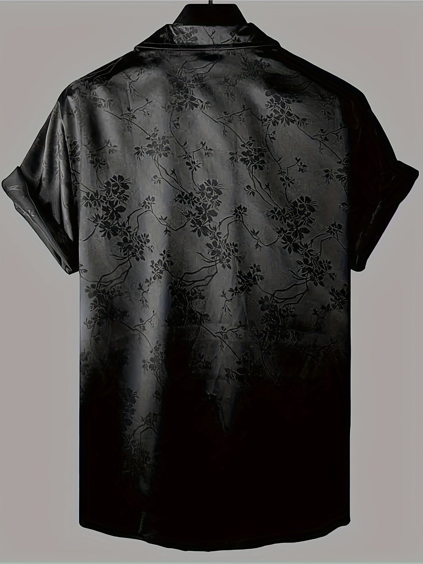 Camisa de manga corta para hombre con botones y estampado floral, de poliéster ligero, para verano, casual, con cuello