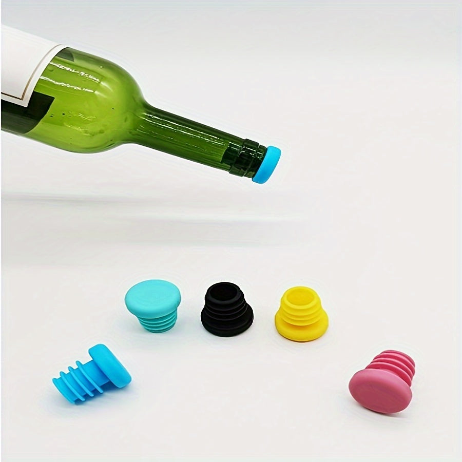 Set of 5 Silicone Wine Bottle Stoppers Leak-Proof Seal for Wine and Oil Bottles
