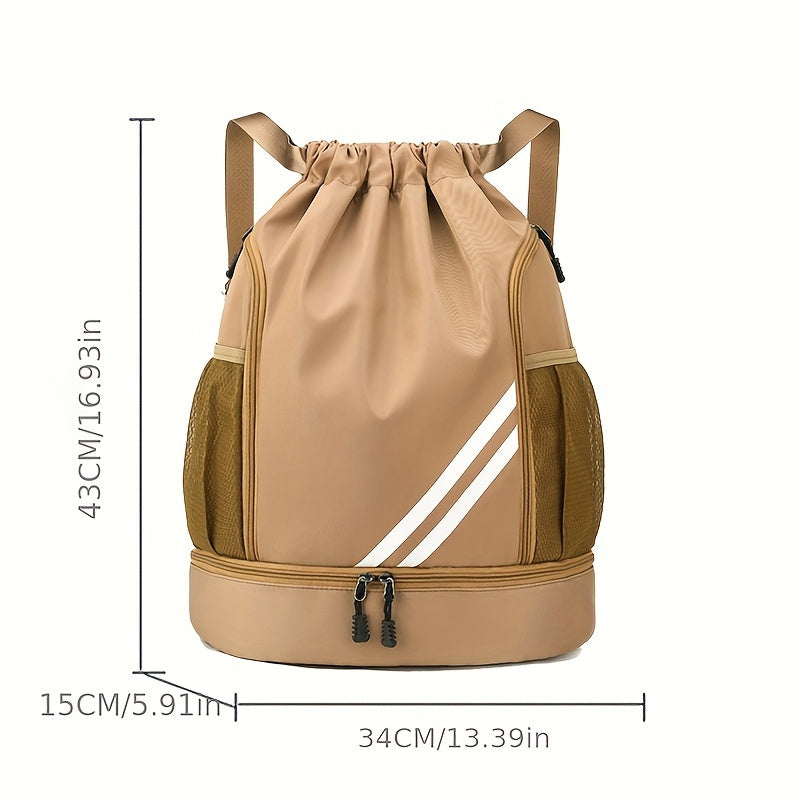 Waterproof Nylon Drawstring Gym Bag with Pockets for Sports and Travel in Multiple Colors