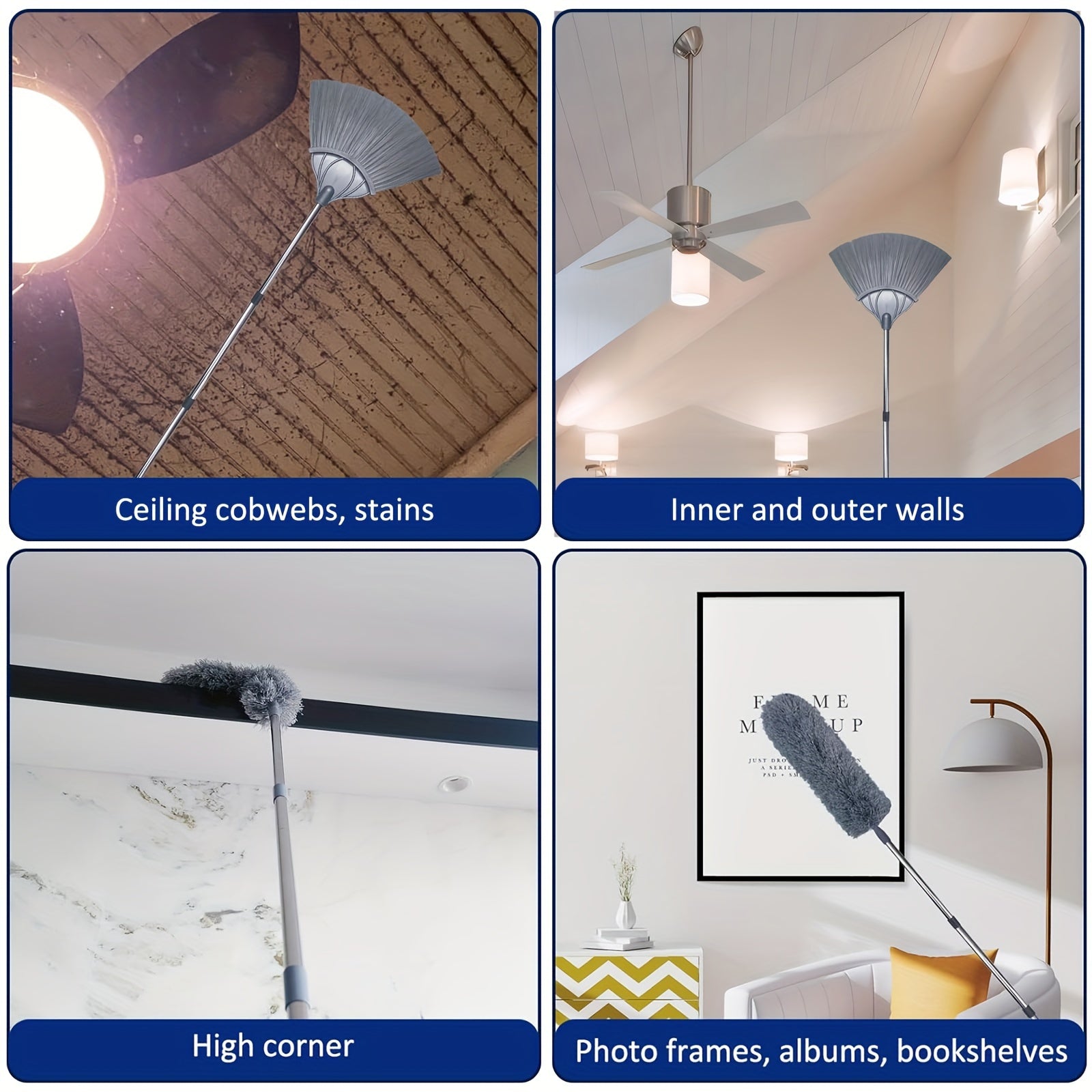 20-Foot Extendable Duster Set with Microfiber Brush for Ceiling Fans and Furniture