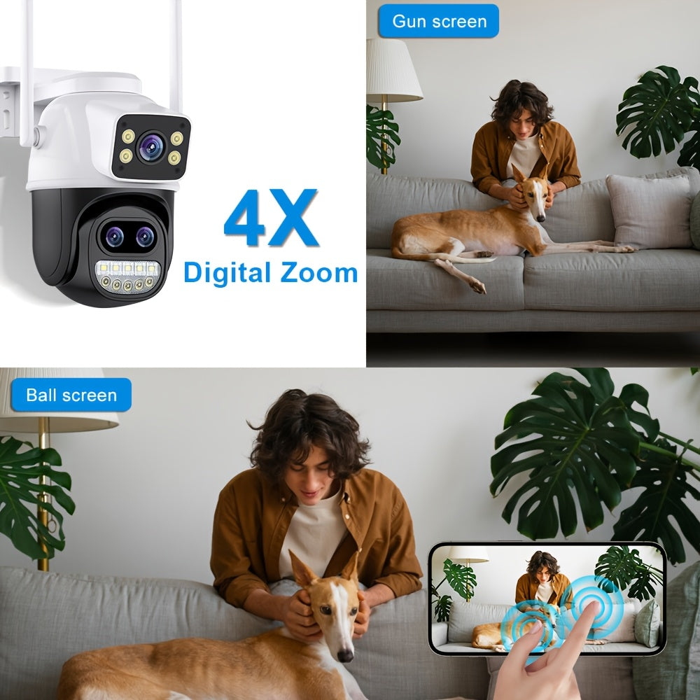 12MP HD Home Security Camera with AI Auto Tracking PTZ WiFi Video Surveillance