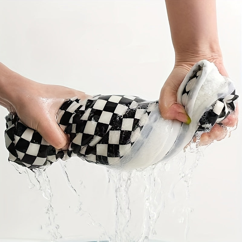 Checkerboard Pattern Soft Face Towel Absorbent and Comfortable for Bathroom Gym Kitchen