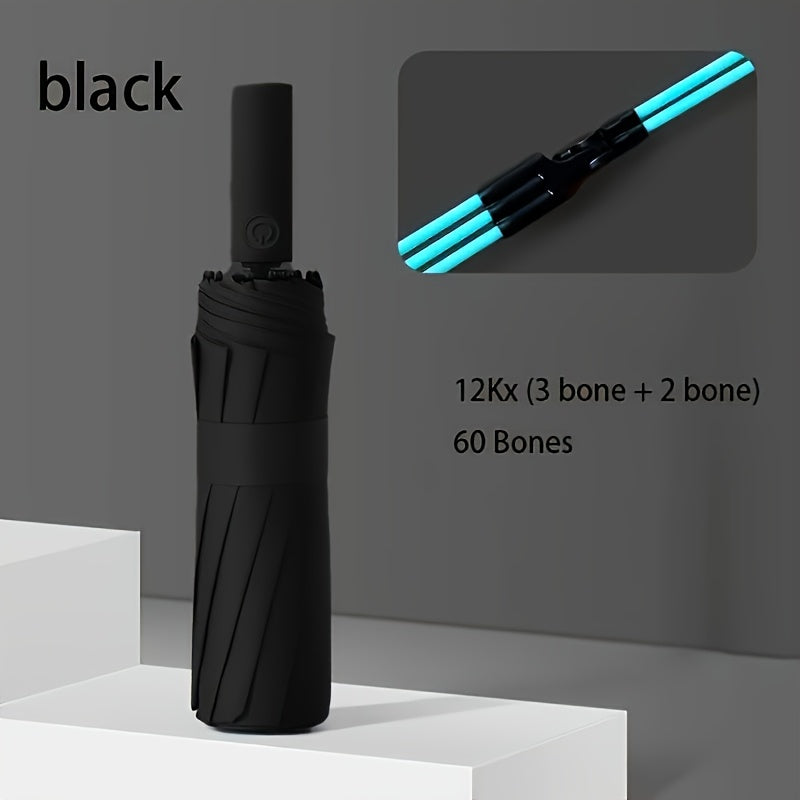 Automatic Umbrella for Men and Women 60 Bone Reinforced Windproof UV Protection Durable with Stylish Handle