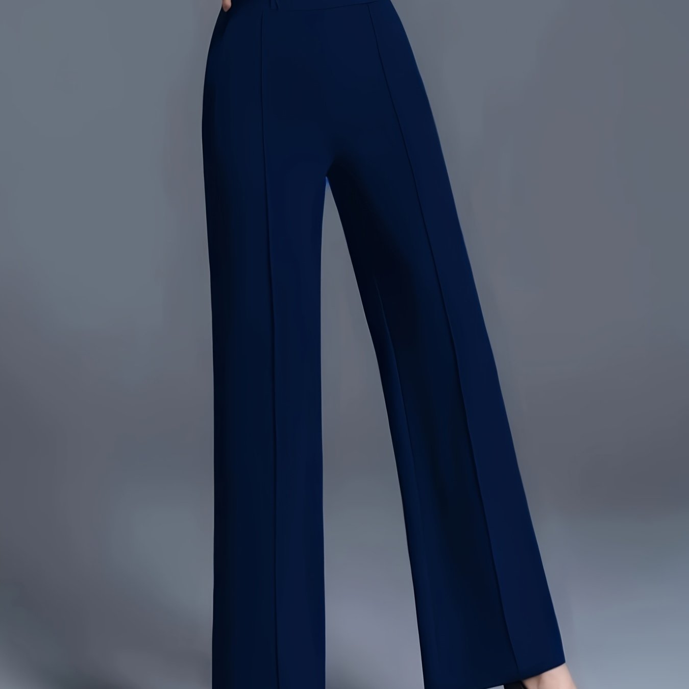 Pantalones de mujer de talla grande con pierna ancha y bolsillos, casual, oficina, color sólido, elásticos