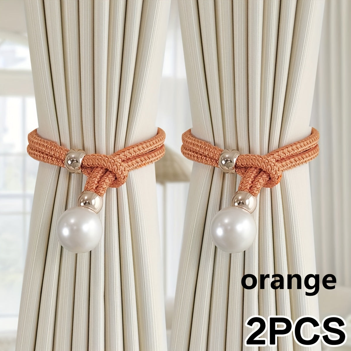Set of 2 Pearl Decorative Curtain Buckles Adjustable Elegant Room Decor