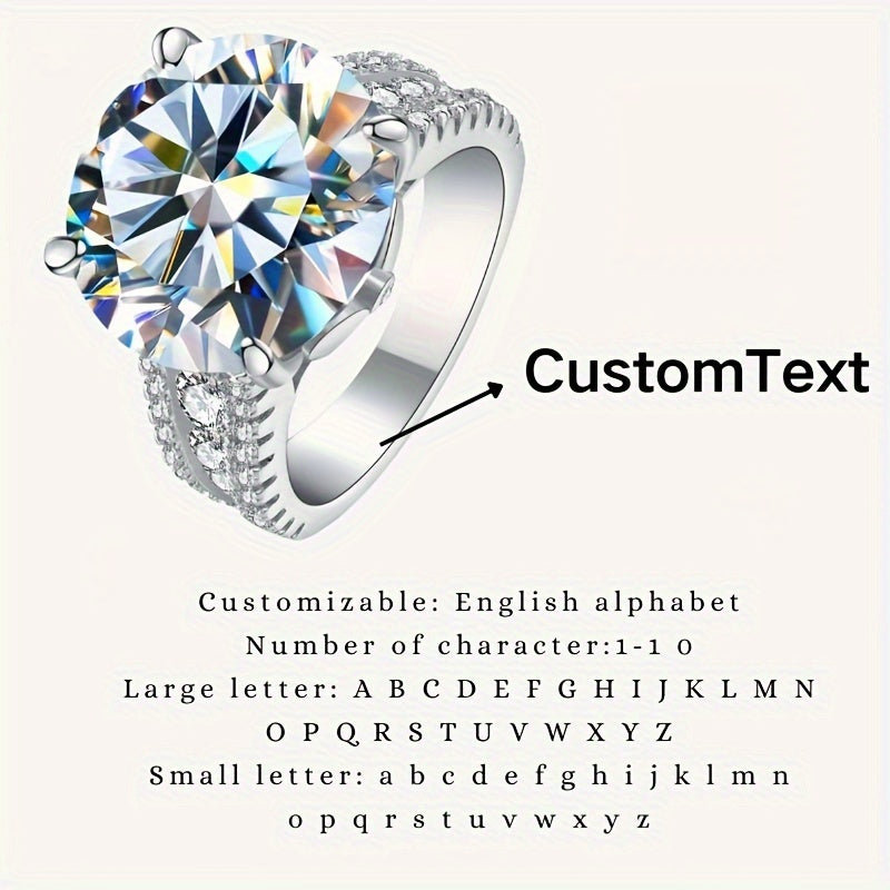 Silvery Tail Ring for Women and Men with 10ct Moissanite Adjustable Engagement Wedding Jewelry