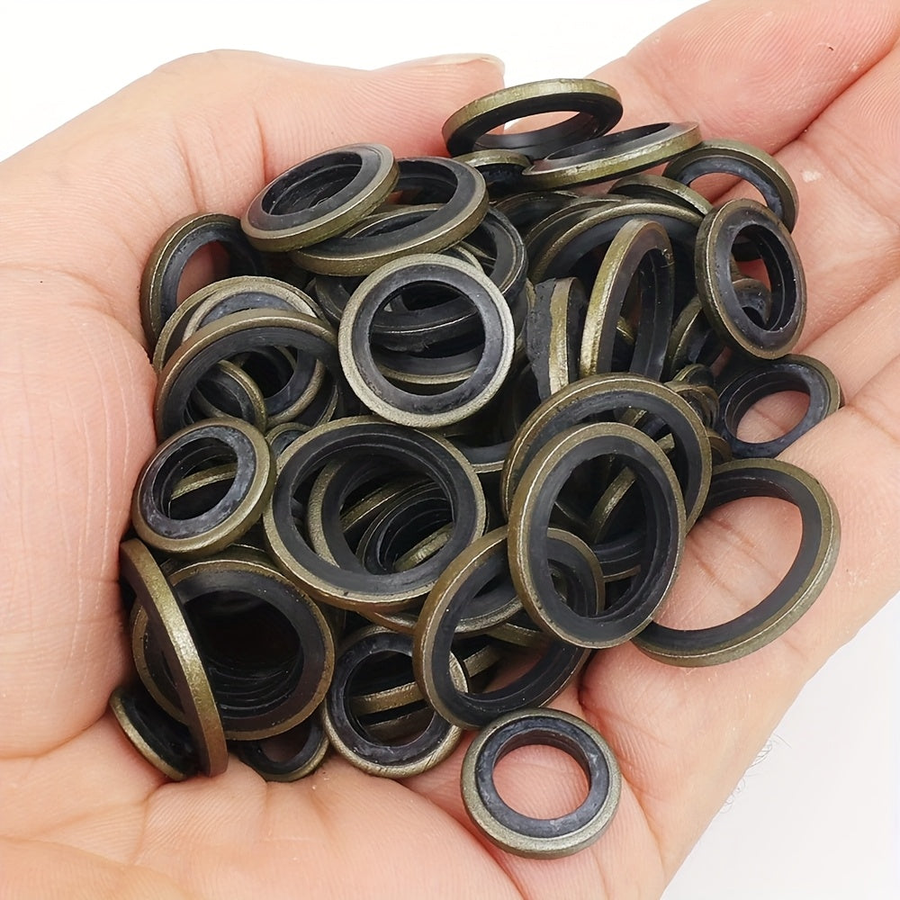 100Pcs Car Oil Drain Plug Washer Seal Kit Rubber M6 M8 M10 M12 M14