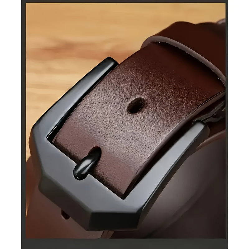 Men's Black Faux Leather Belt with Automatic Buckle Casual Korean Style for Young Adults