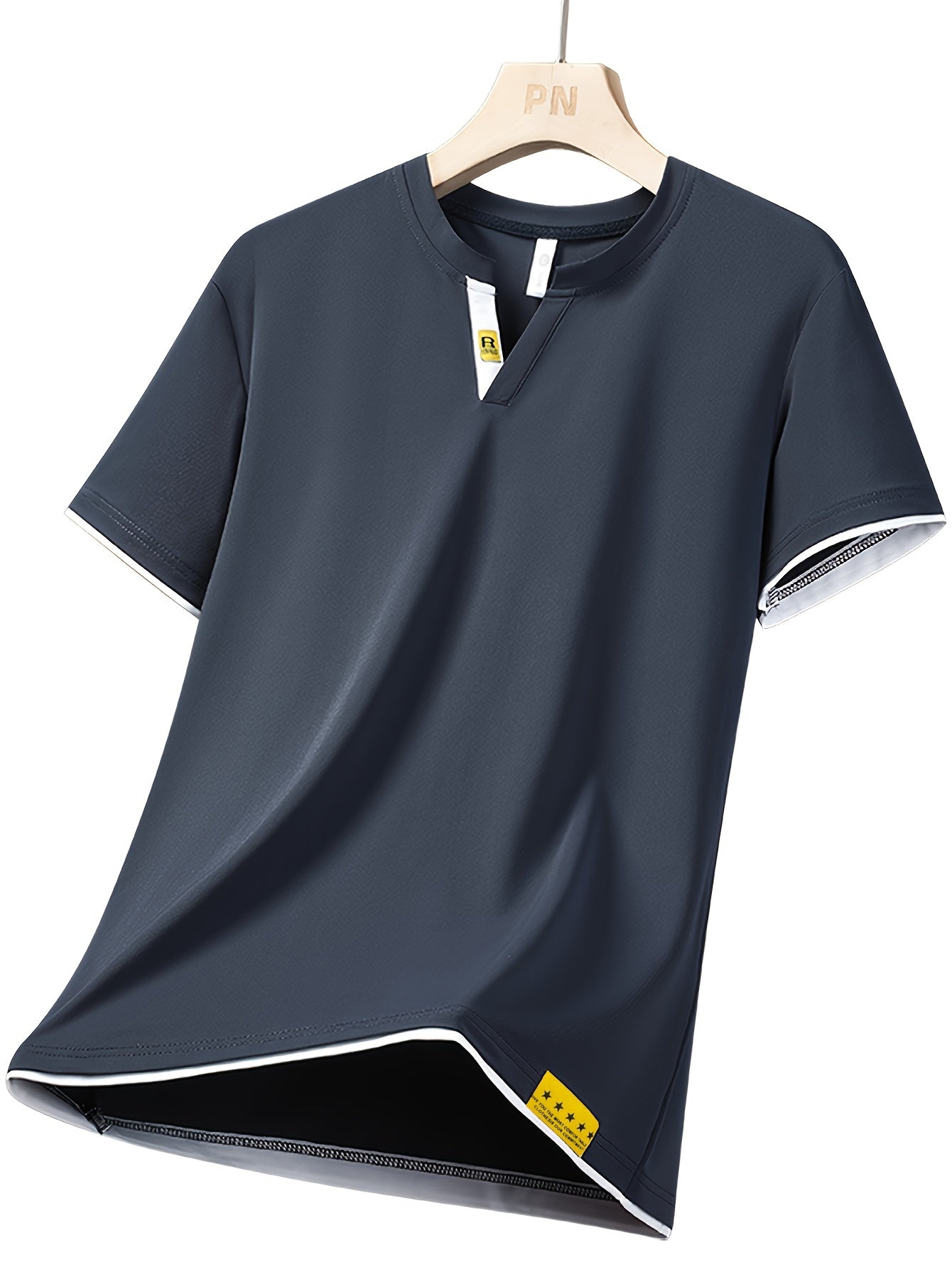 Мужская футболка с V-образным вырезом и коротким рукавом, однотонная, повседневная одежда для отдыха на природе