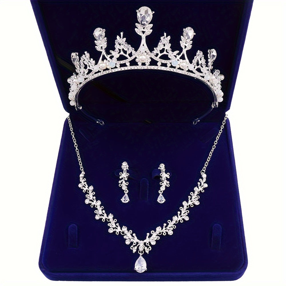 Ayollar uchun to'y sovg'asi sifatida taxtli taqinchoq va sirenli taqinchoq bilan rhinestone zargarlik to'plami