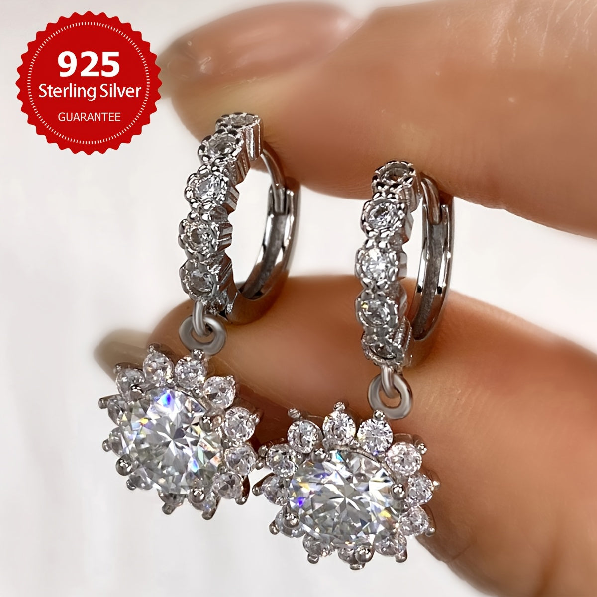 Sunflower Pendant and Earrings Set 2 Carat Mozambique Stones Sterling Silver Jewelry for Women Girls