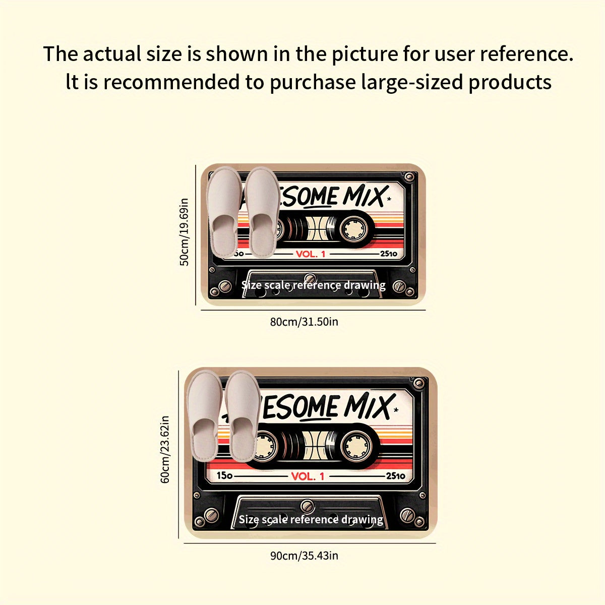 Retro Cassette Tape Welcome Mat Plush Anti-Slip Flannel Rug for Home