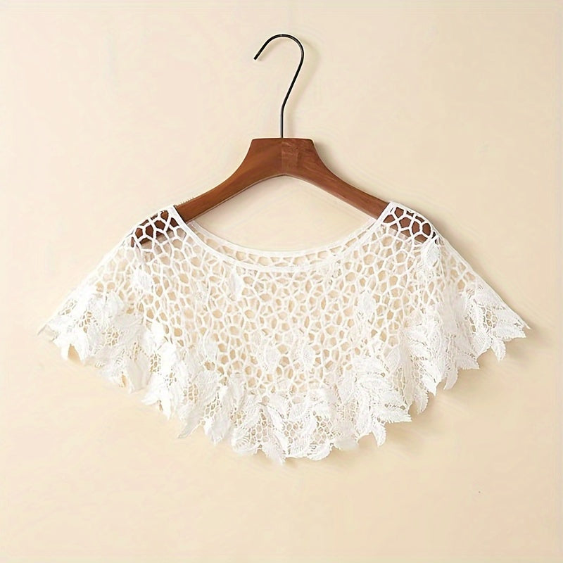 Hollow Lace Shawl Pullover Cape and Monochrome Skirt Set for Summer Women