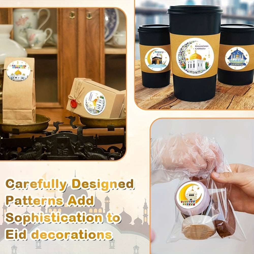 Ramadan Kareem Stickers Set 500 Pieces Mosque Lantern Star Gift Wrapping Decoration