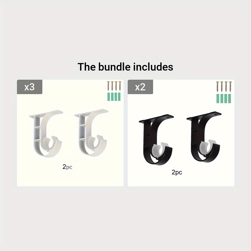 Metal Curtain Rod Bracket Wall-Mounted Shower Curtain Rod Accessories with Screws