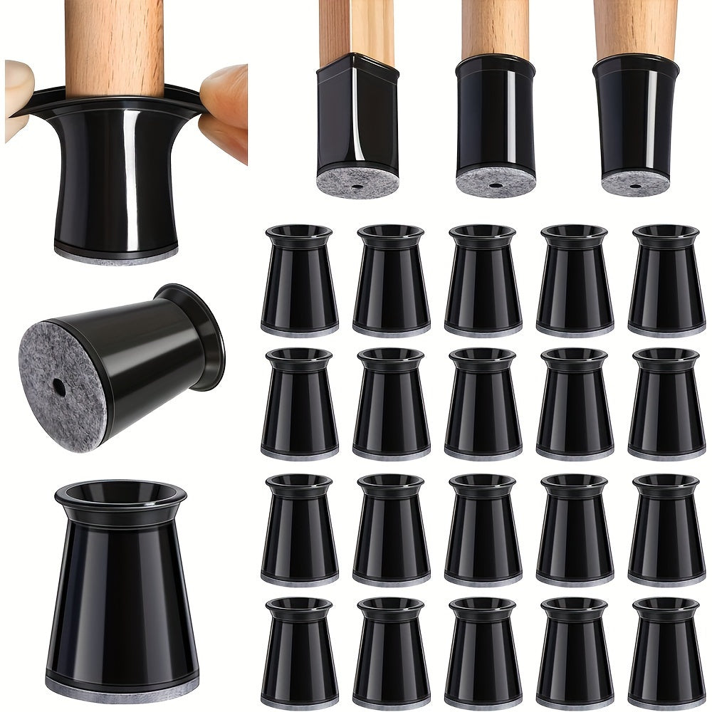 20pcs Furniture Leg Covers for Round and Square Legs Non-Slip Floor Protection Black Transparent