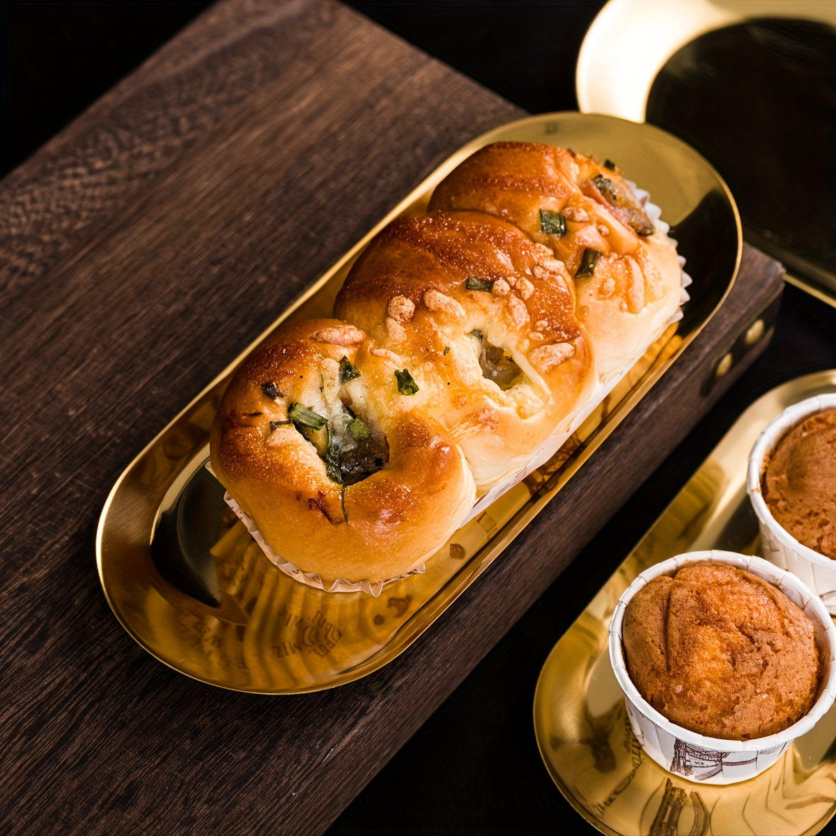 Oval Gold Serving Tray Stainless Steel for Fruits Desserts Snacks and Salads