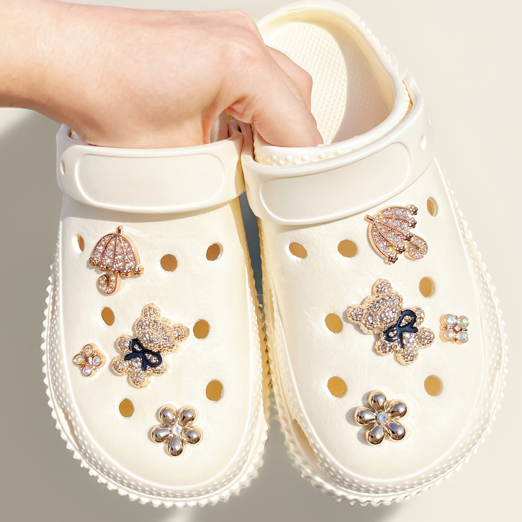 Unisex Crochet Beads Set for Clogs Beach Bags with Charms and Umbrella Shapes
