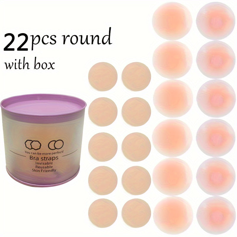 22pcs Silicone Nipple Covers Strapless Reusable Self-Adhesive Breast Pasties for Women