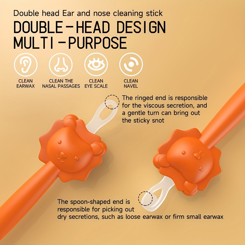 Безопасный и мягкий 2-в-1 очиститель носа и ушей для маленьких детей - помогает удалить сопли и слизь, подходит для детей от 0 до 6 лет, изготовлен из прочного ПП-материала оранжевого цвета