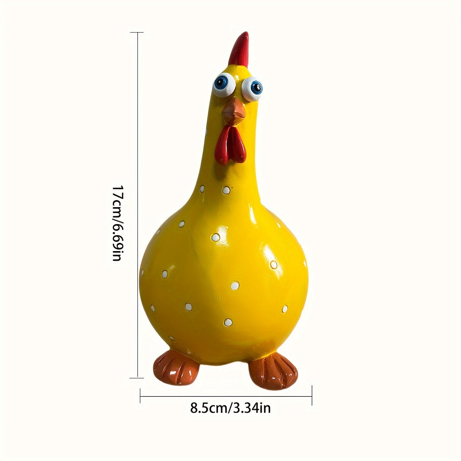 Large-Eyed Polka Dot Rooster Resin Garden Figurine Indoor Outdoor Decor