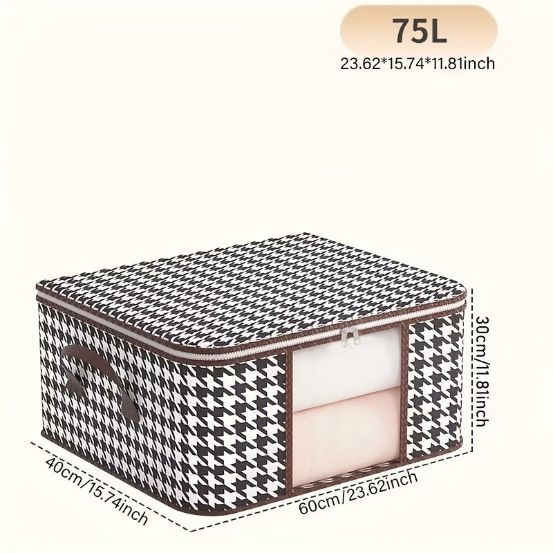 Zarif houndstooth naqshidagi kiyimlar uchun quti, changdan himoyalangan, ko'p maqsadli kiyimlar konteyneri