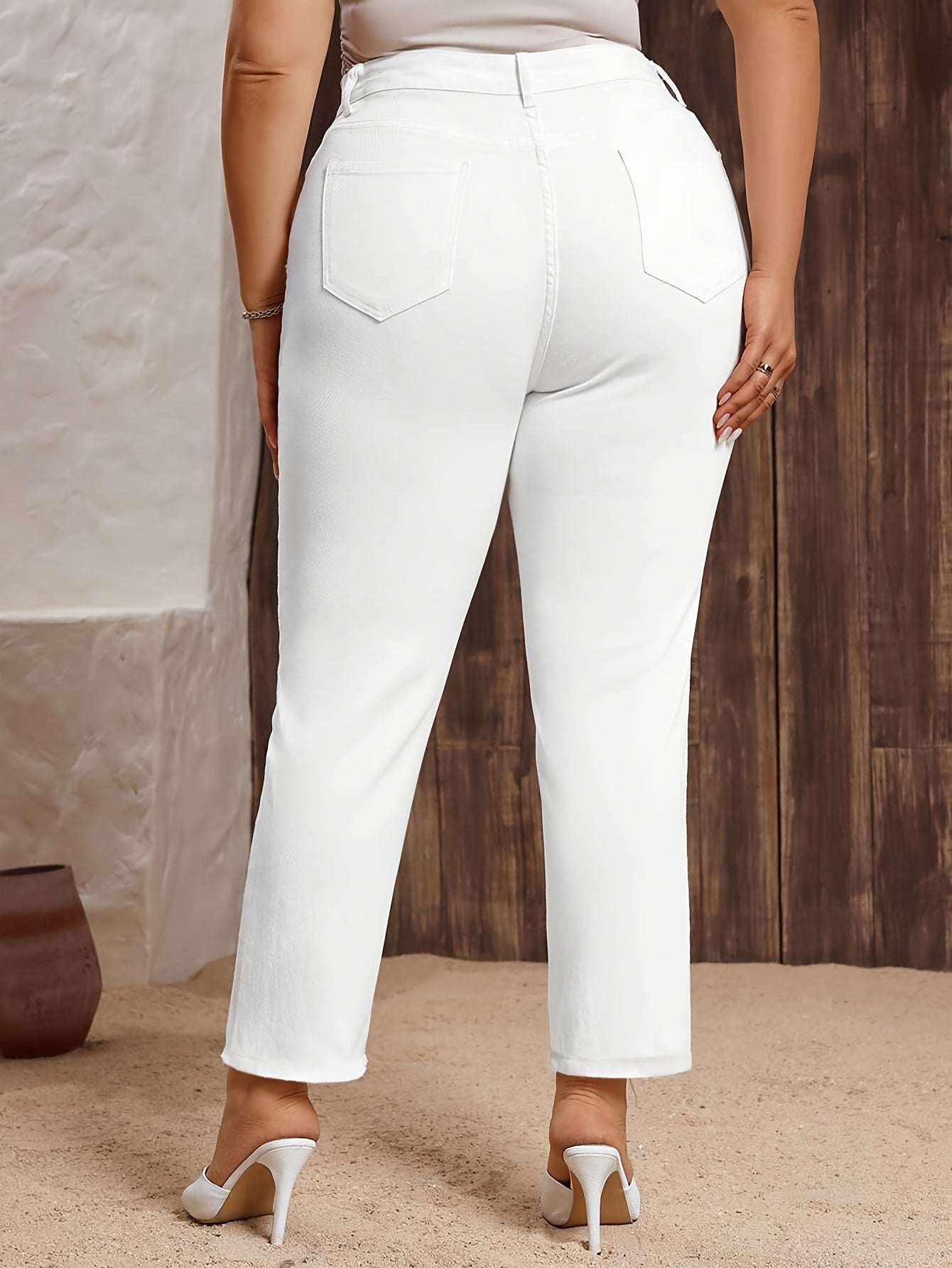 Women's Stretch Straight Leg Jeans Casual Denim Pants