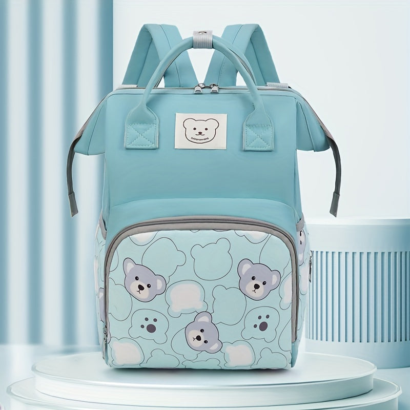Lightweight Waterproof Baby Backpack with Bear Motif for Moms on the Go