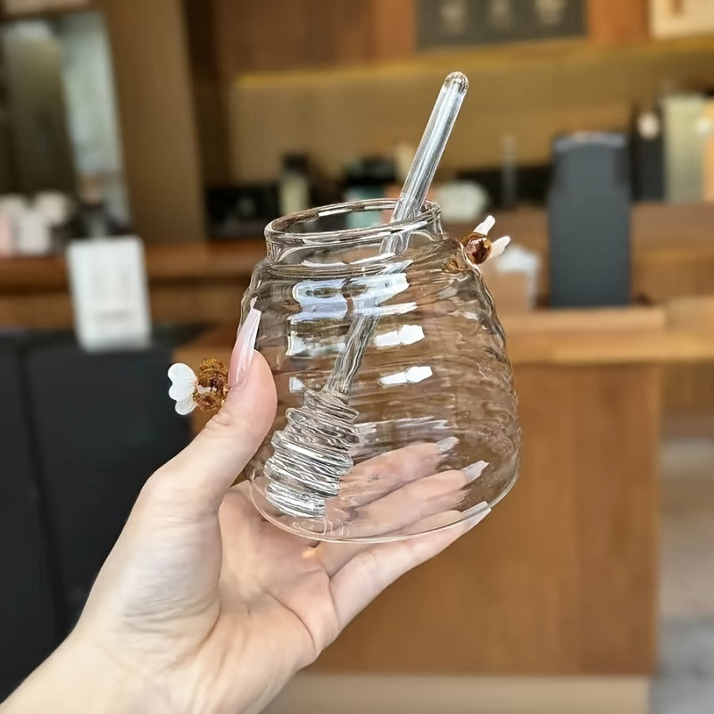 Animal-Themed Glass Honey Jar with Lid for Kitchen and Dining