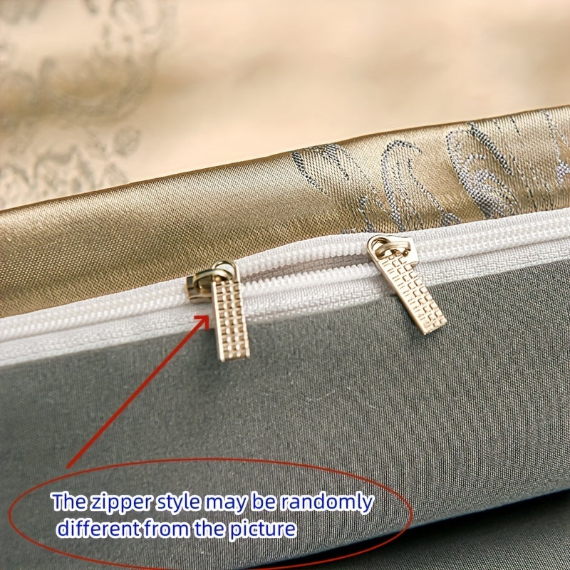 3-Piece Satin Jacquard Bedding Set with Duvet Cover and Pillowcases Golden Contemporary Bedroom Guest Room