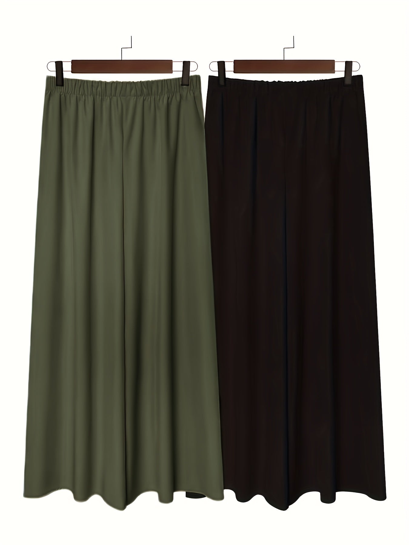 Pantalones de pierna ancha de cintura alta para mujer, color sólido, poliéster, casual, para todas las estaciones