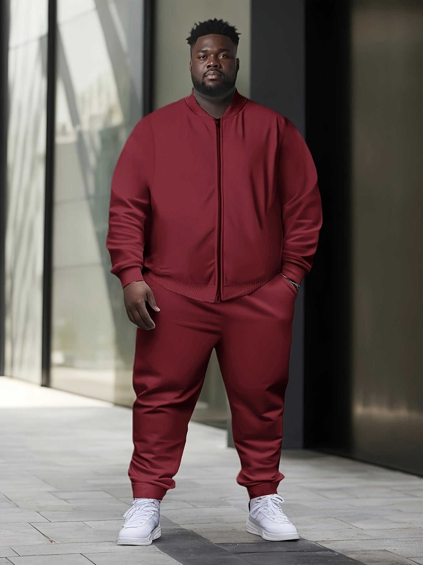 Men's Plus Size Casual Sweatshirt Set Polyester Knit Athletic Regular Fit