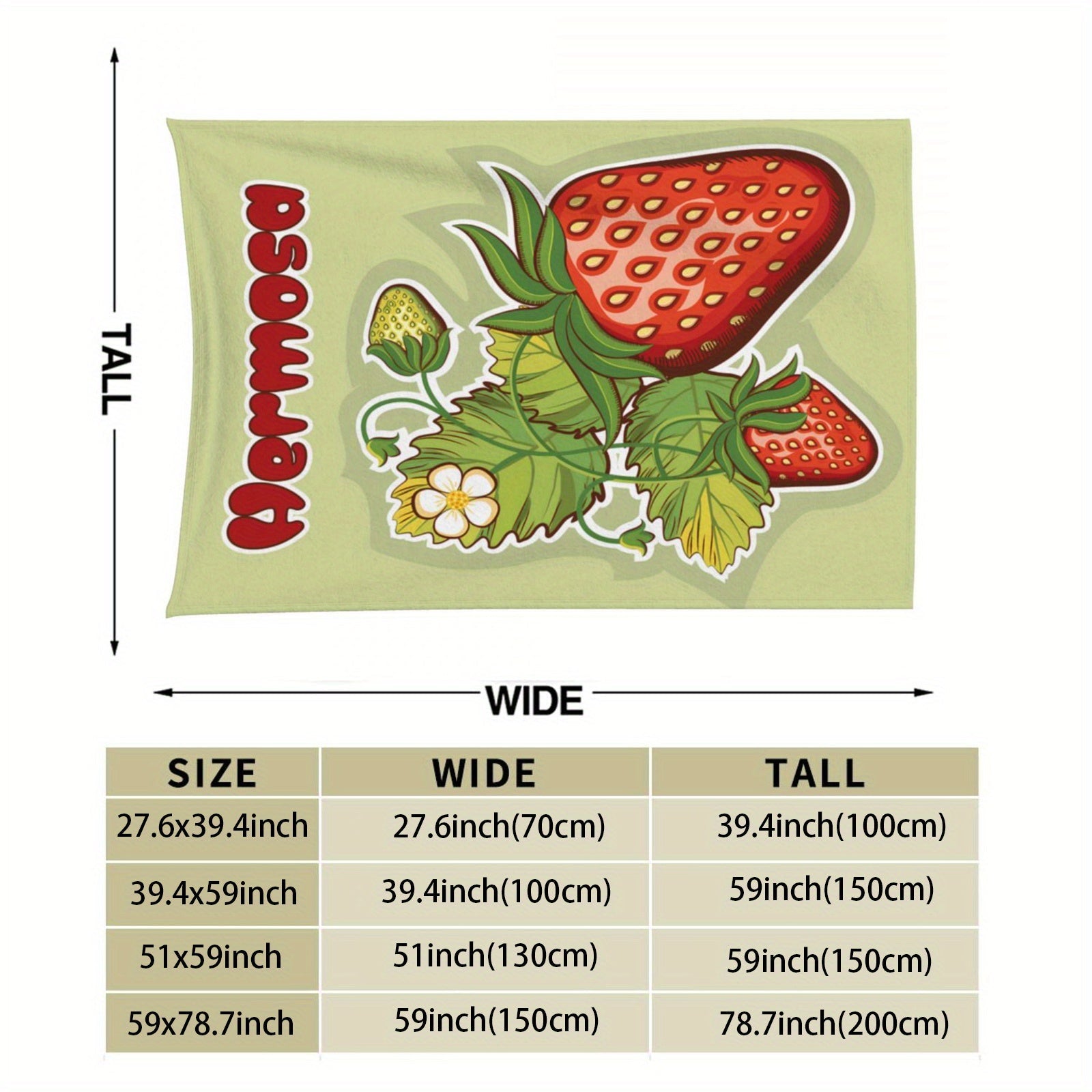 Personalized Strawberry Blanket for Girls and Women Soft Lightweight Throw for Travel and Gifts