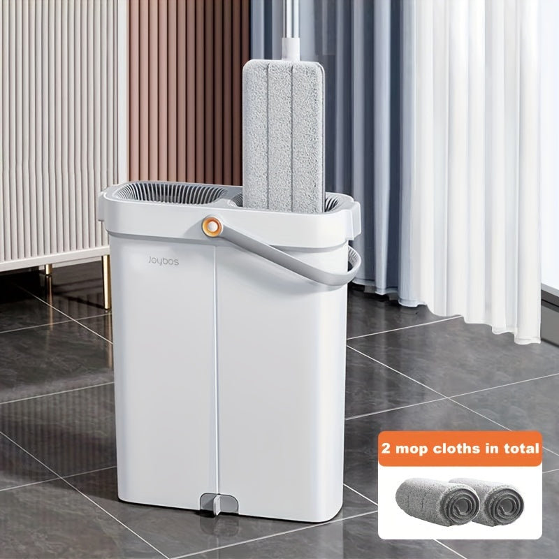 "Teng mop va chelak to'plami, wringer bilan, tor kamalak qirqish qo'lga tegmasdan yuvish teng mop, 2 mop padlari, barcha qavat turlari va derazalar uchun nam va quruq foydalanish uchun mos, zarur tozalash materiallari va asbob."