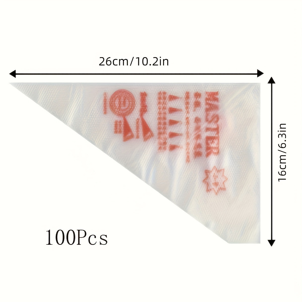 Set of 100 Thickened Disposable Plastic Piping Bags for Cake Decorating and Icing
