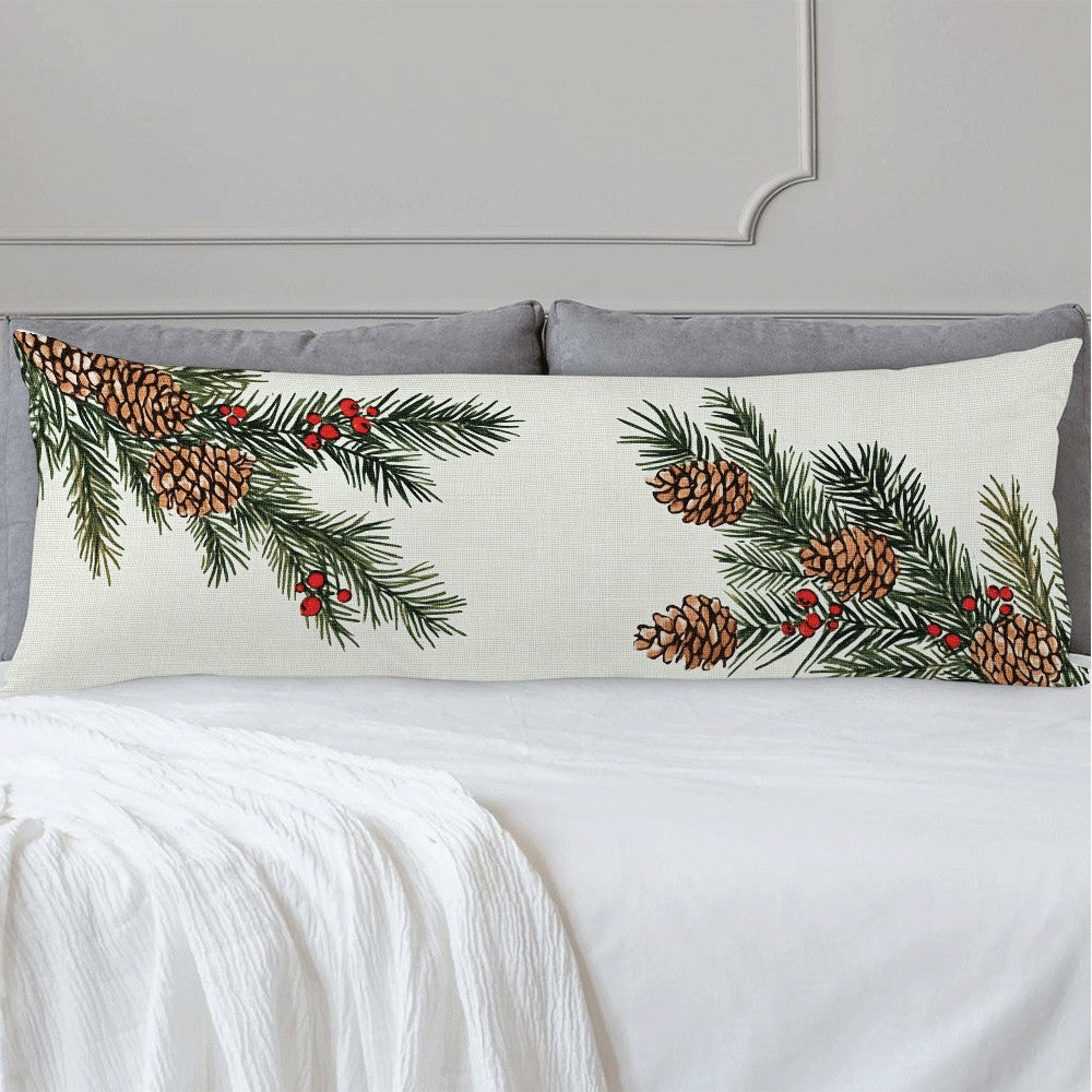 Flannel Pillow Cover 137x51 cm Zipper Machine Washable Casual Pine Nut Design