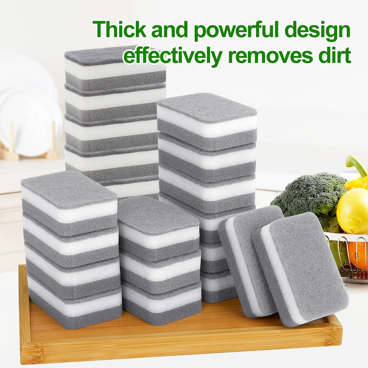 Multifunctional Cleaning Sponges with Double-Sided Scouring Pads, Durable and Non-Scratch