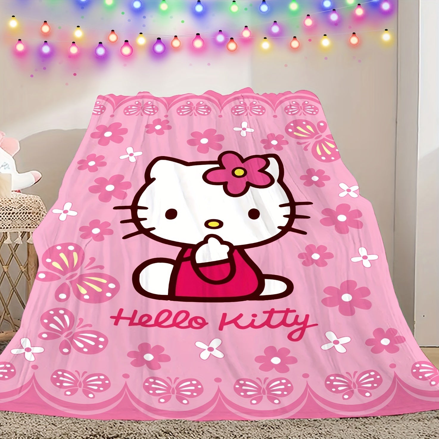 Plush Blanket Flannel Throw for Bedroom Office Travel Pink or Purple