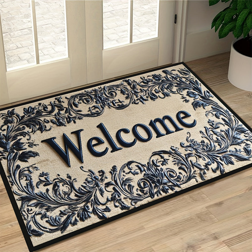 Braided Welcome Doormat Slip-Resistant Easy to Clean Rubber Backing Indoor Outdoor Decor