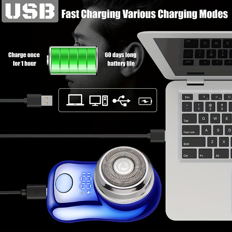 Электрическая бритва для мужчин USB-зарядка с LED-дисплеем Быстрая зарядка из нержавеющей стали Спиральный триммер для путешествий Подарок