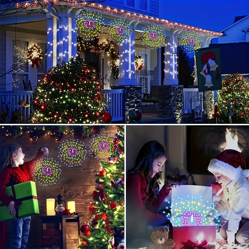 Set of Four Solar-Powered Hanging Fireworks Lights for Outdoors