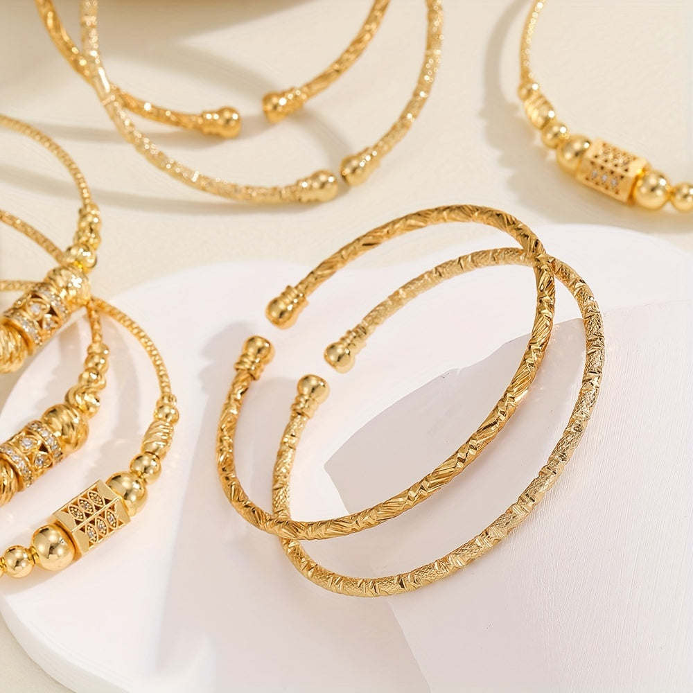 Set of 8 Sparkling Cubic Zirconia Copper Alloy Bangle Bracelets for Weddings Parties Vacations