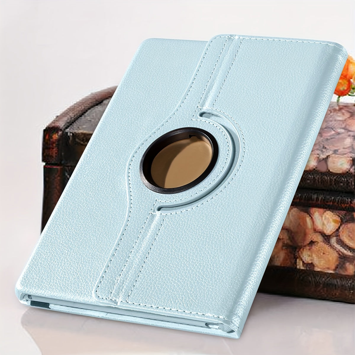 360° Rotating Lychee Pattern Tablet Case for iPad 10.2-inch 7th/8th/9th Gen Anti-Slip Magnetic Sleep Wake Multi-Angle Stand Lightweight Durable TPU